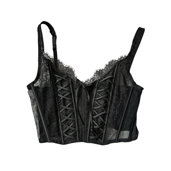 Victoria’s Secret Black Corset Top Size Small Romantic Goth Fairy Grunge Lace Up - Picture 5 of 11